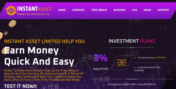 Instant Asset - новый динамичный проект копилка в портфеле с доходностью 3% в день Instant Asset - новый динамичный проект копилка в портфеле с доходностью 3% в день